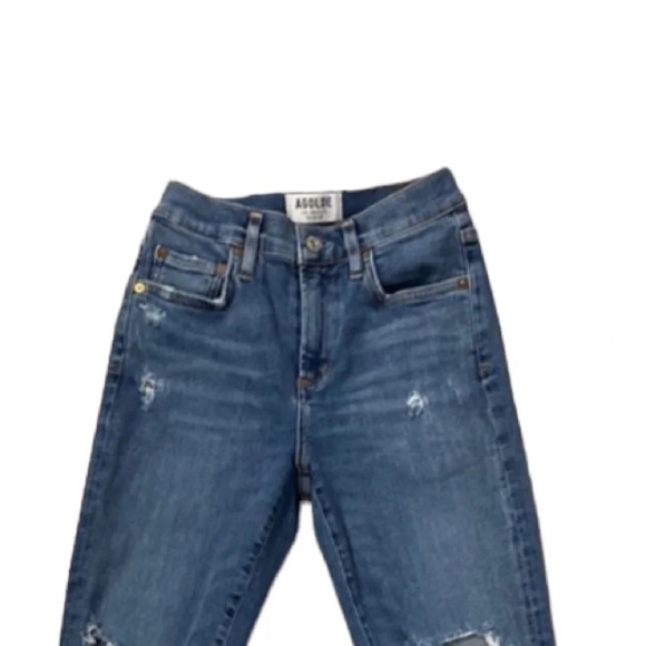 AGOLDE Sophie Medium Wash High Rise Distressed Skinny Crop Denim Jeans Size 25 - Picture 4 of 9
